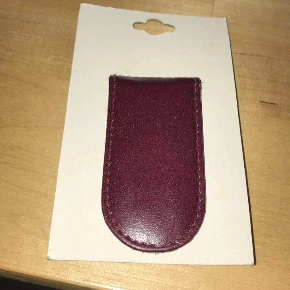 New money clip with magnet red sable leather